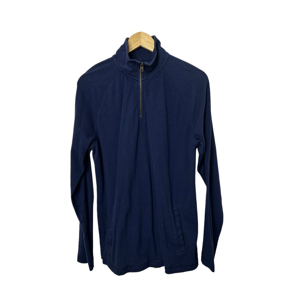 GAP Navy Blue 1/4 Zip Knit Long Sleeve Pullover Men's Size Medium Pockets